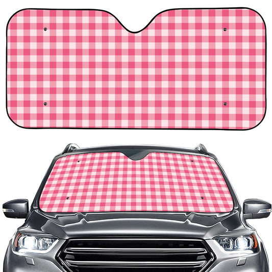 Pink Check Pattern Print Car Windshield Sun Shade