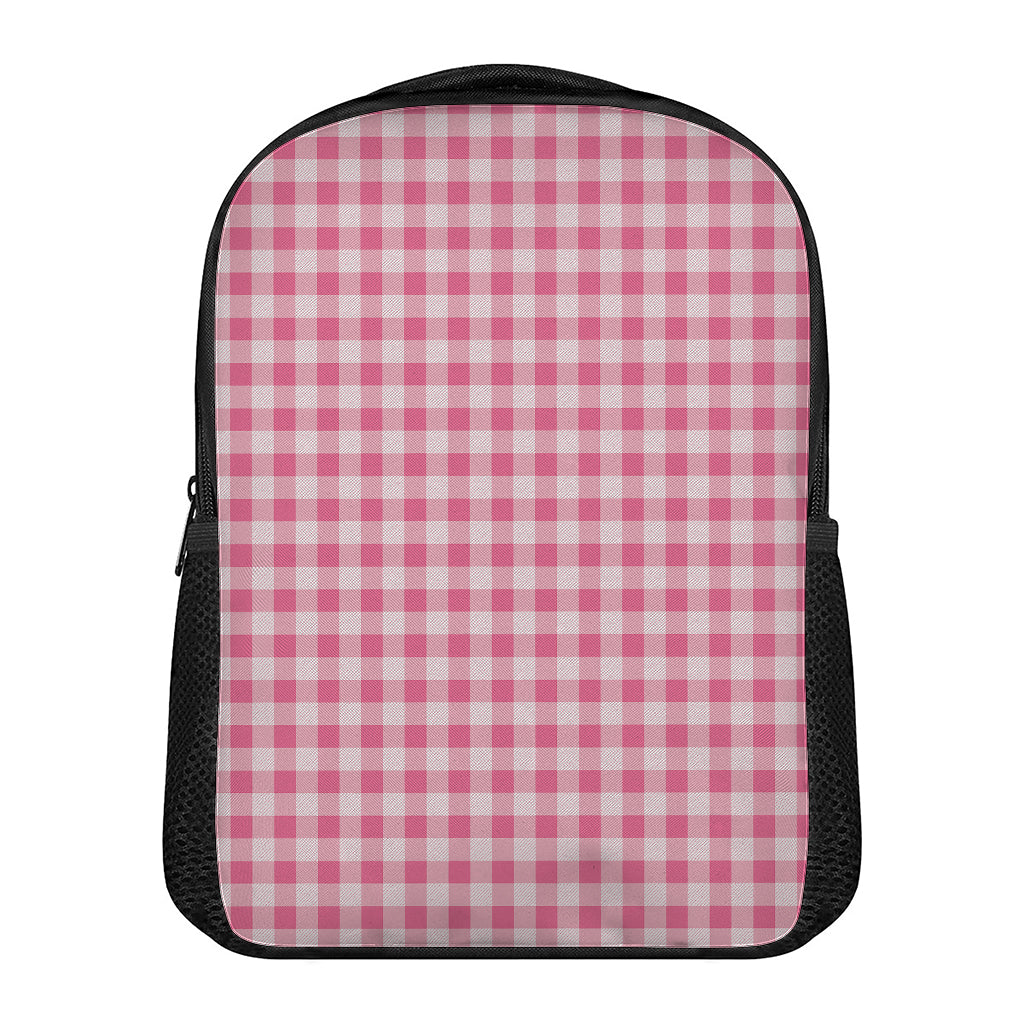 Pink Check Pattern Print Casual Backpack