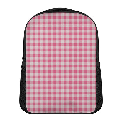 Pink Check Pattern Print Casual Backpack