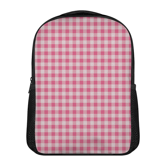 Pink Check Pattern Print Casual Backpack