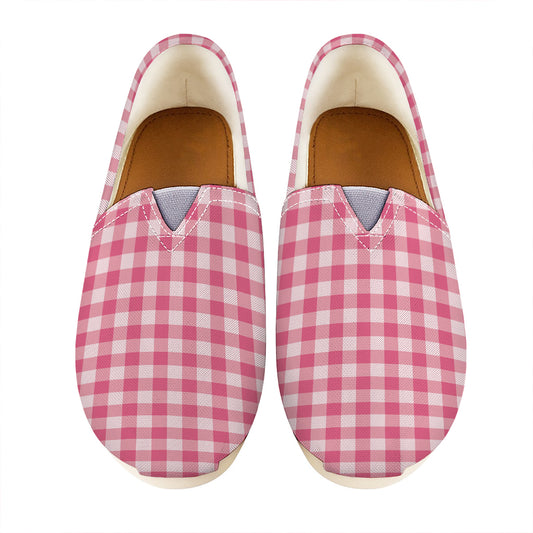 Pink Check Pattern Print Casual Shoes