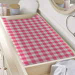 Pink Check Pattern Print Changing Pad Cover