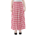 Pink Check Pattern Print Chiffon Maxi Skirt