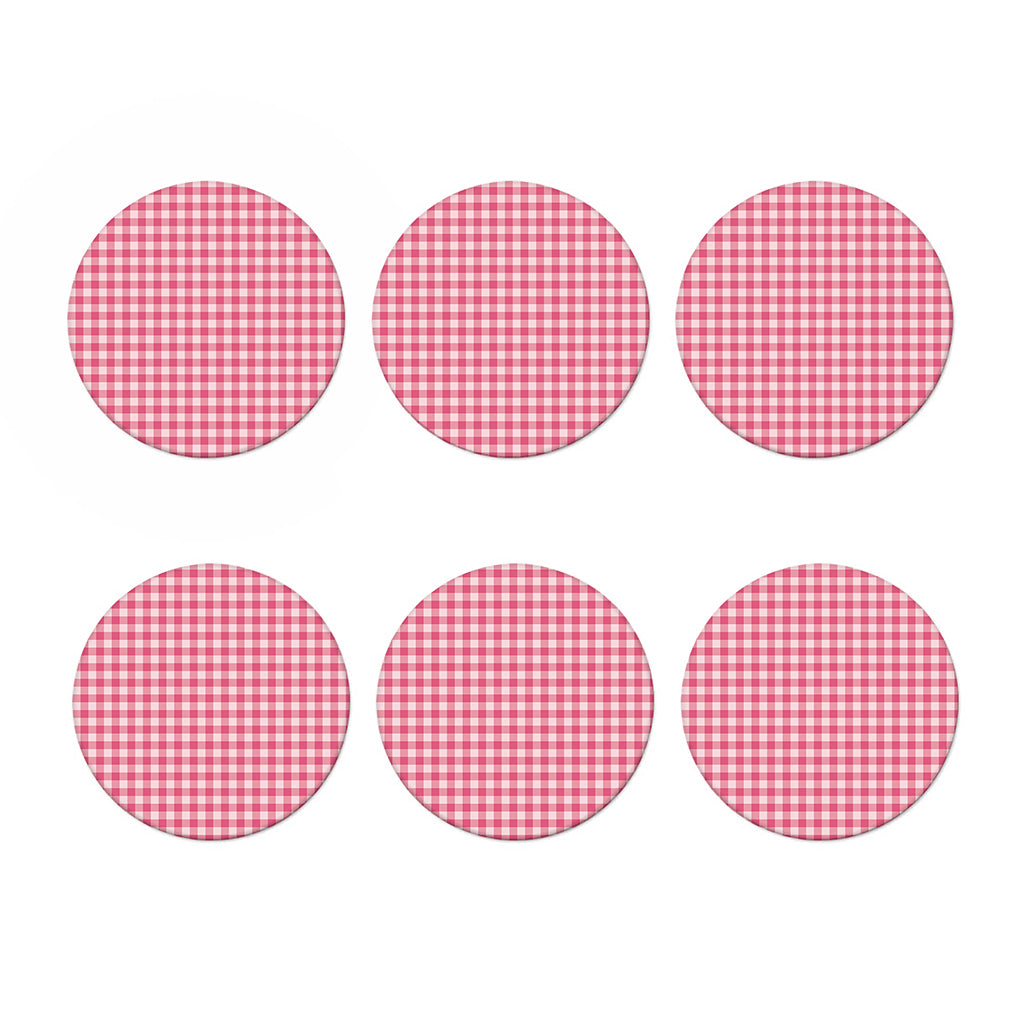Pink Check Pattern Print Coaster Set