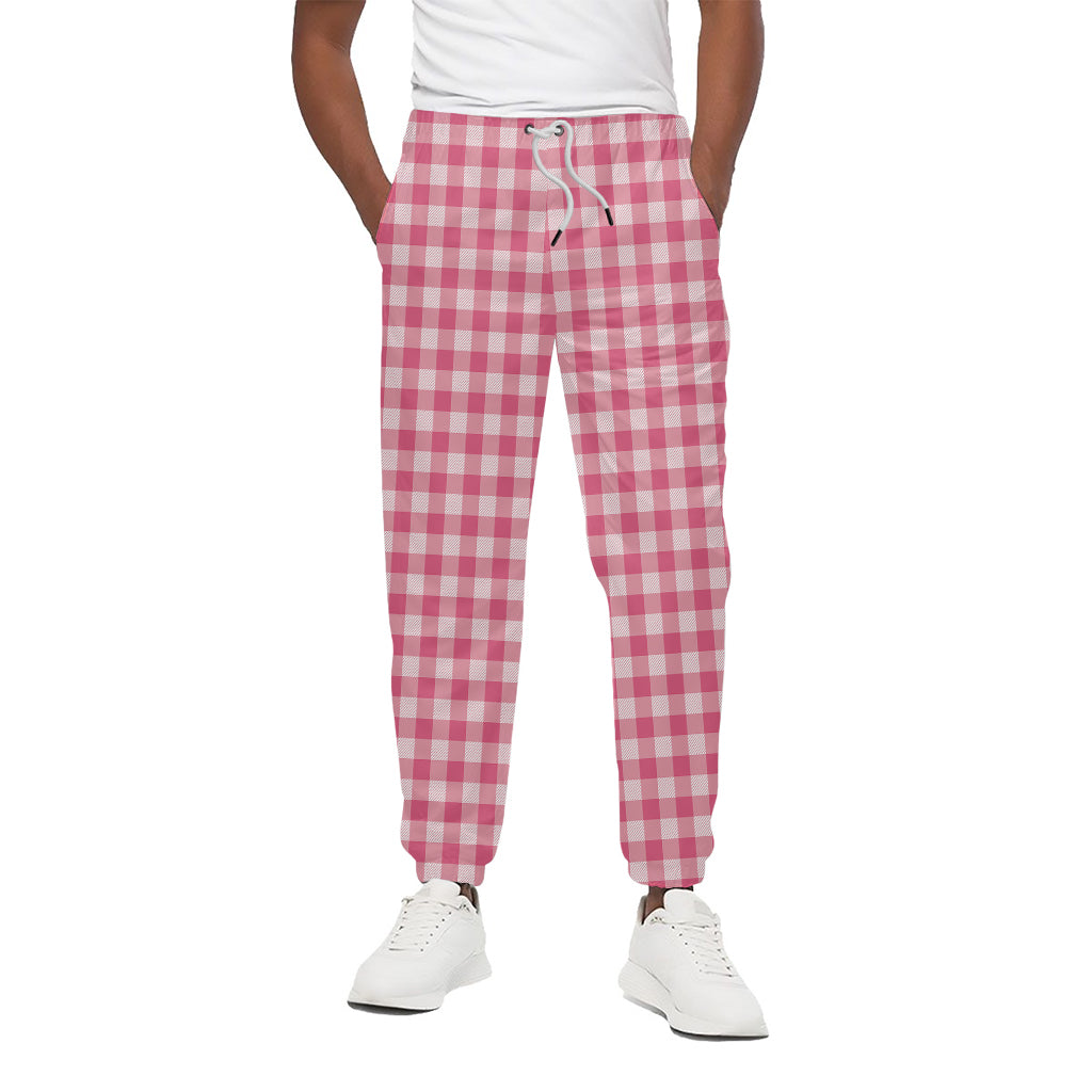 Pink Check Pattern Print Cotton Pants