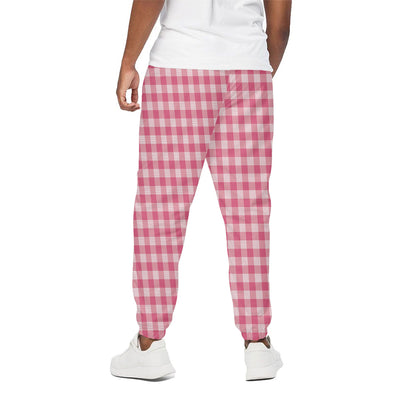Pink Check Pattern Print Cotton Pants