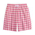 Pink Check Pattern Print Cotton Shorts