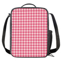 Pink Check Pattern Print Crossbody Lunch Bag