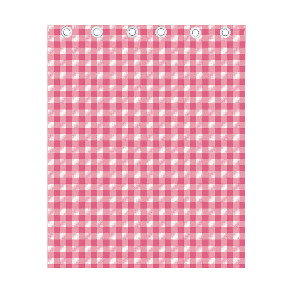 Pink Check Pattern Print Curtain