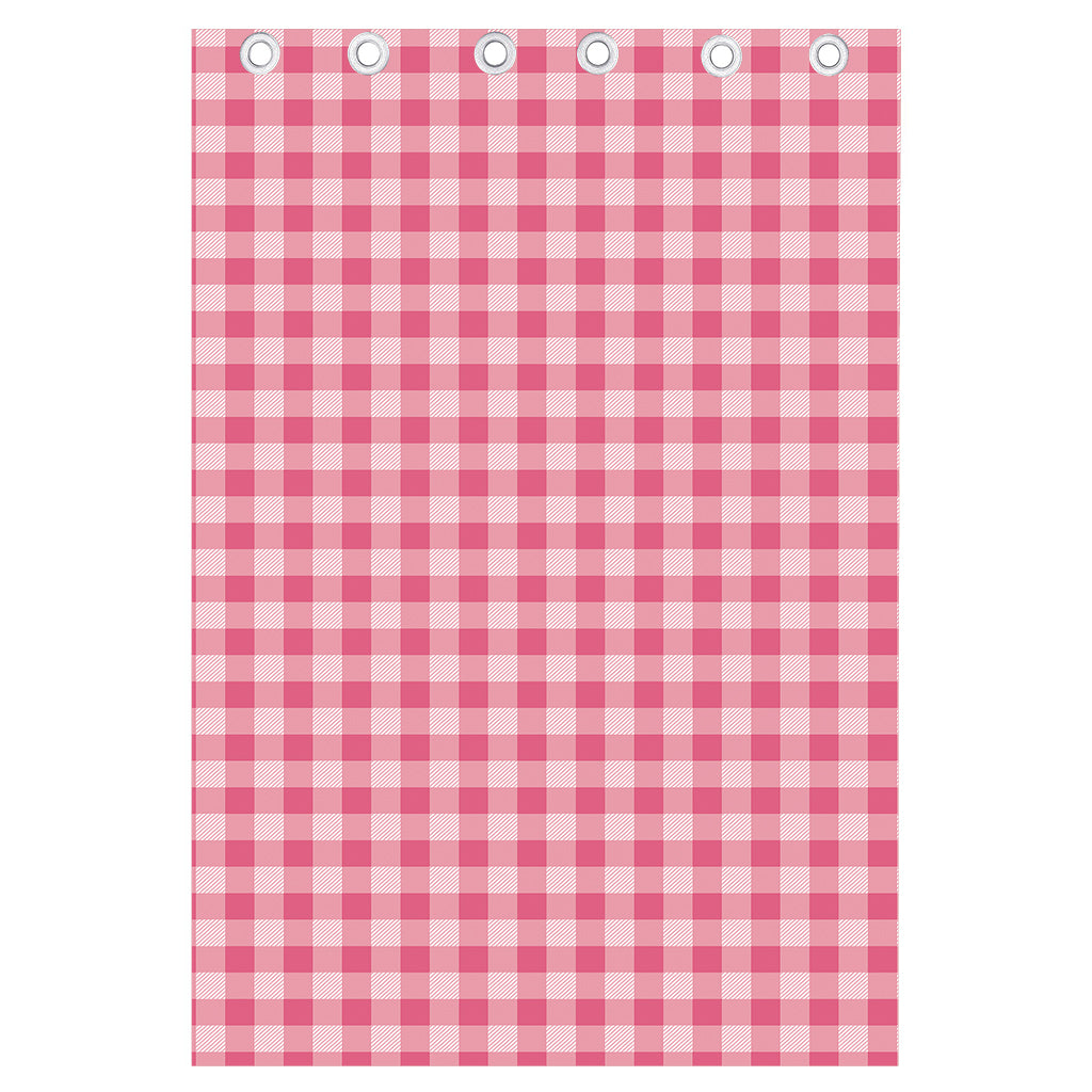 Pink Check Pattern Print Curtain