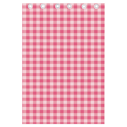 Pink Check Pattern Print Curtain