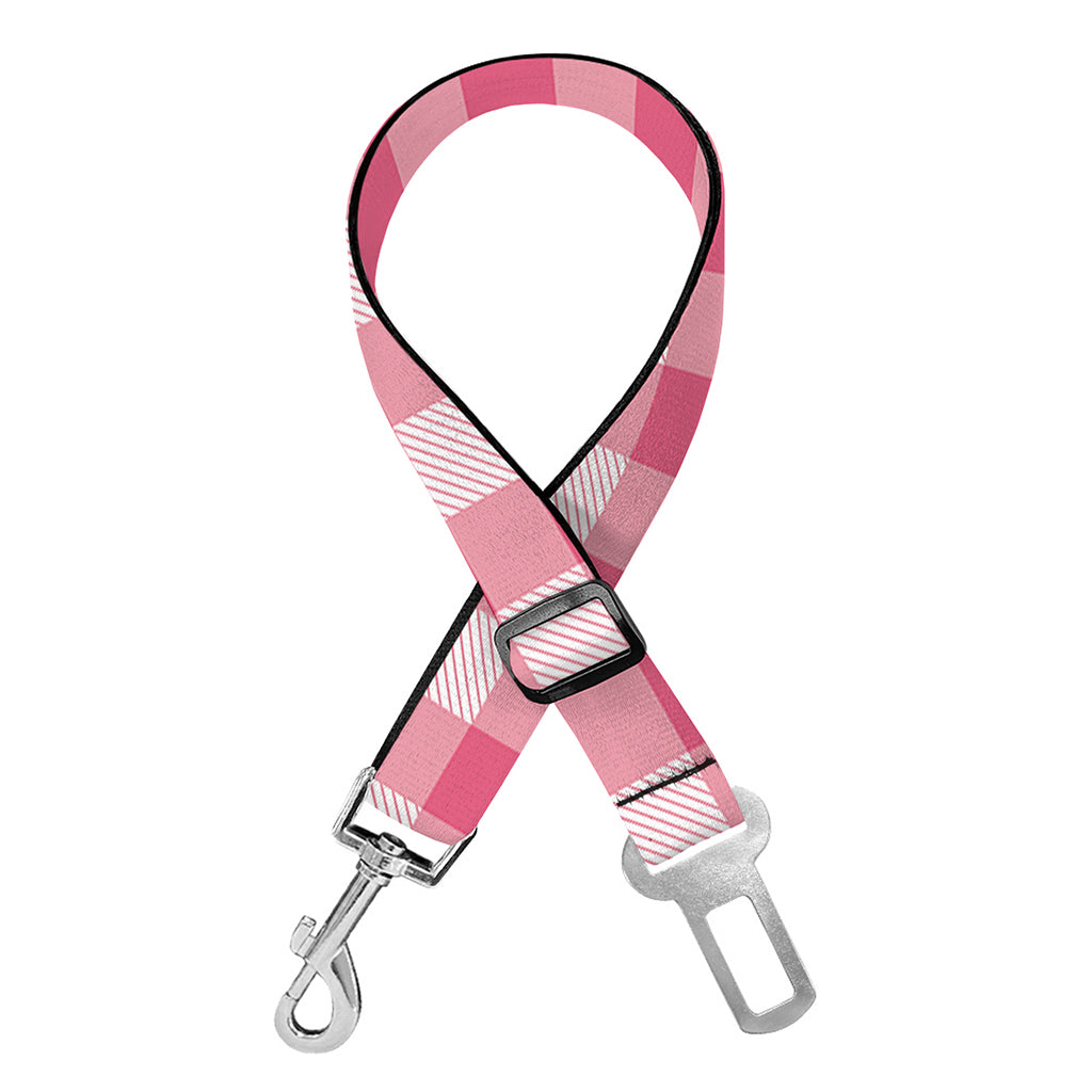 Pink Check Pattern Print Dog Seat Belt