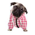 Pink Check Pattern Print Dog Zip Up Hoodie