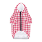 Pink Check Pattern Print Dog Zip Up Hoodie