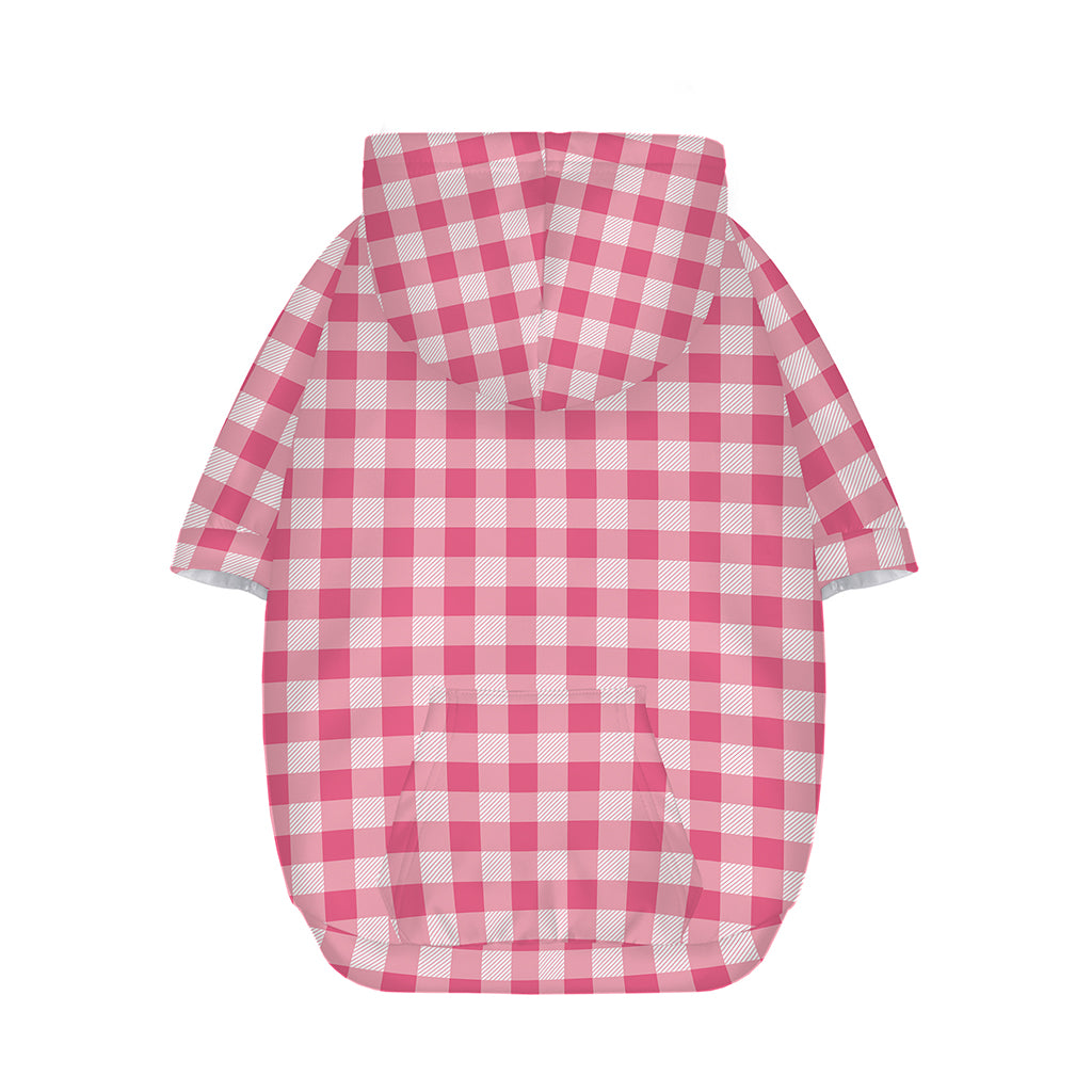 Pink Check Pattern Print Dog Zip Up Hoodie