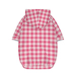 Pink Check Pattern Print Dog Zip Up Hoodie