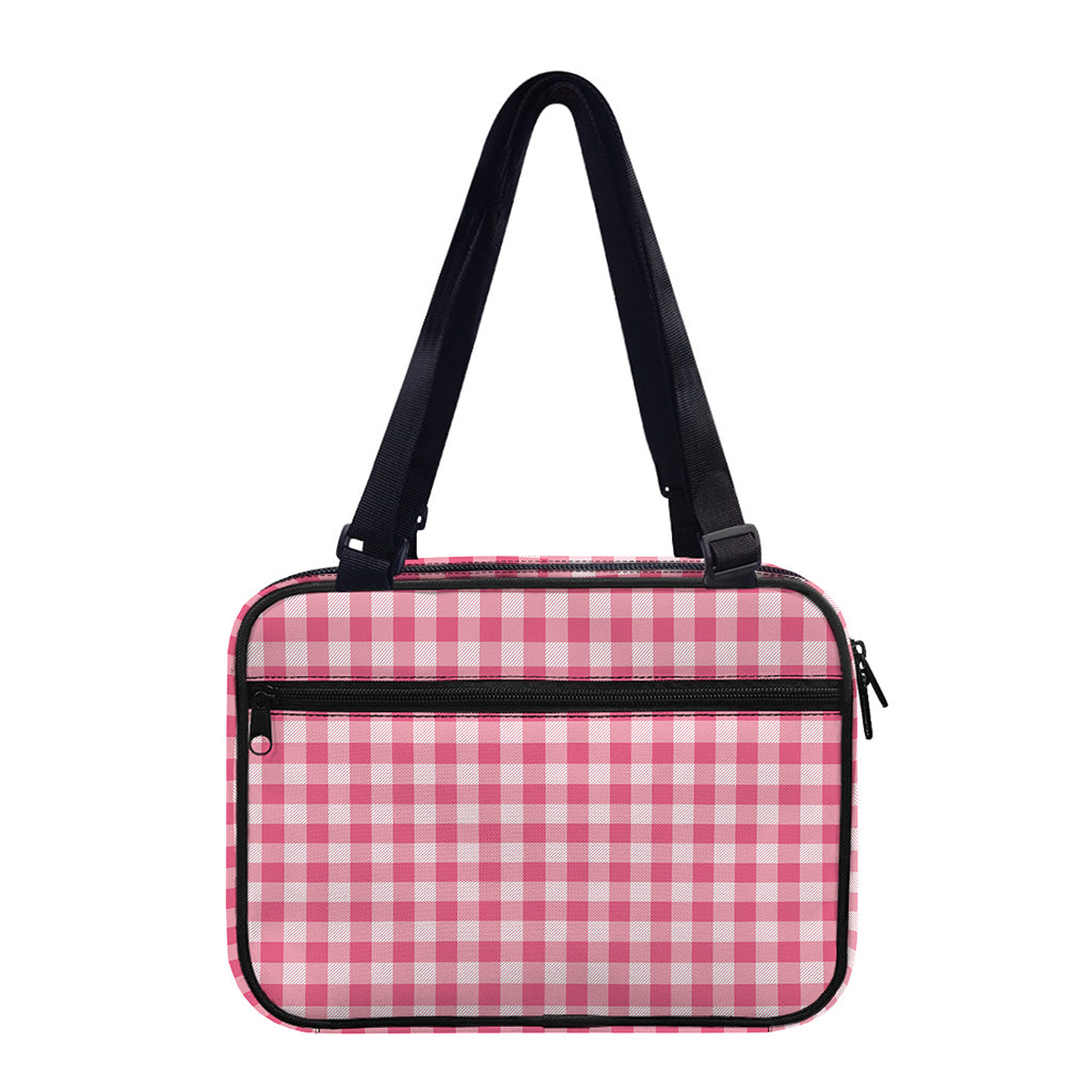 Pink Check Pattern Print Double Strap Bible Bag