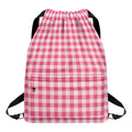 Pink Check Pattern Print Drawstring Backpack