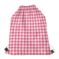 Pink Check Pattern Print Drawstring Bag