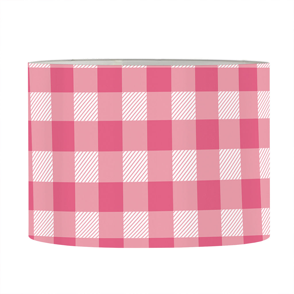 Pink Check Pattern Print Drum Lamp Shade