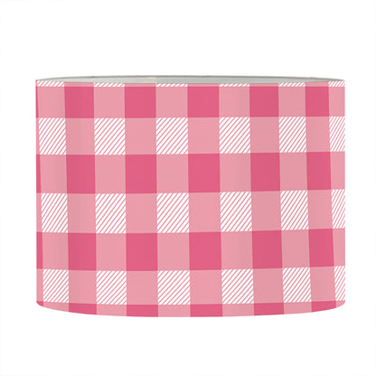 Pink Check Pattern Print Drum Lamp Shade