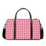 Pink Check Pattern Print Duffle Bag