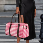 Pink Check Pattern Print Duffle Bag