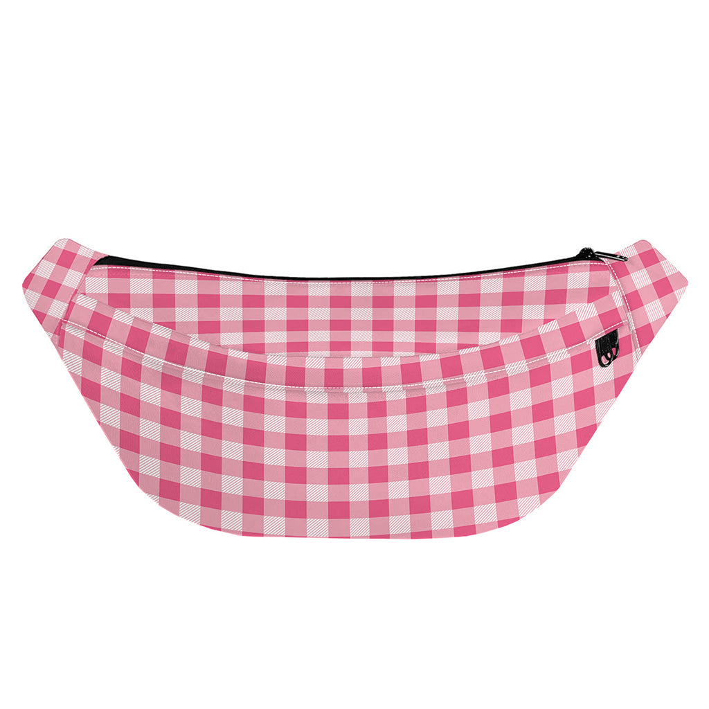 Pink Check Pattern Print Fanny Pack