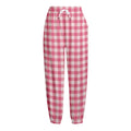 Pink Check Pattern Print Fleece Lined Knit Pants