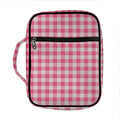Pink Check Pattern Print Front Pocket Bible Bag