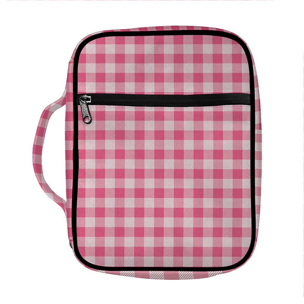 Pink Check Pattern Print Front Pocket Bible Bag