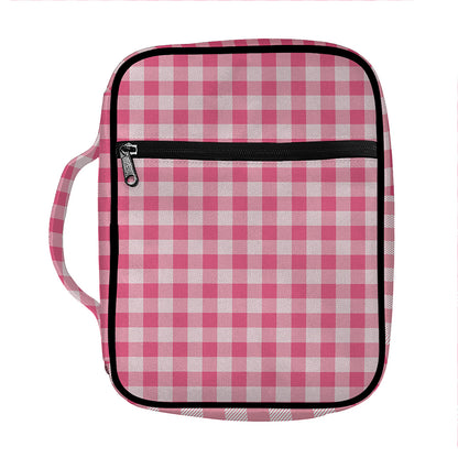 Pink Check Pattern Print Front Pocket Bible Bag