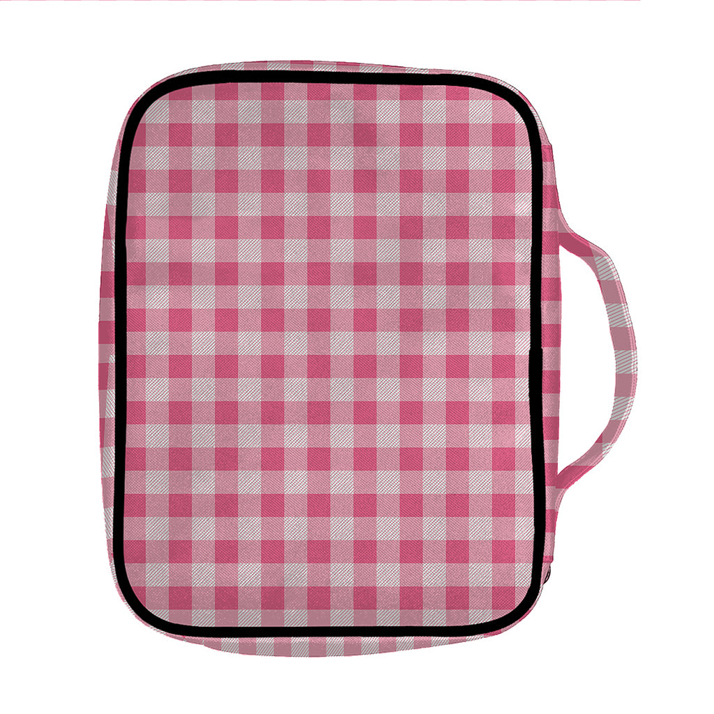 Pink Check Pattern Print Front Pocket Bible Bag