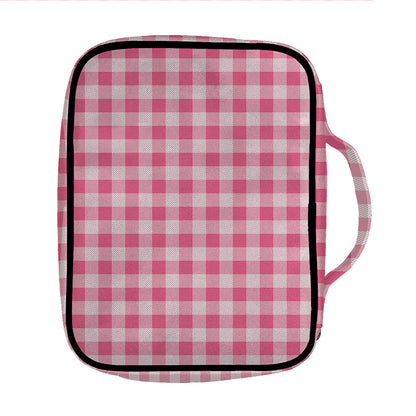 Pink Check Pattern Print Front Pocket Bible Bag