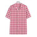 Pink Check Pattern Print Hawaiian Shirt
