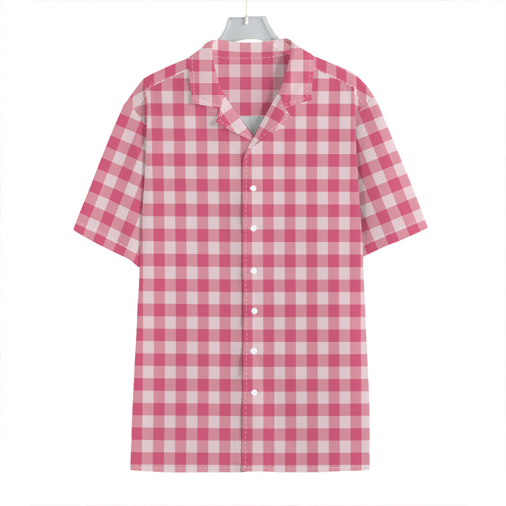 Pink Check Pattern Print Hawaiian Shirt