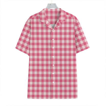 Pink Check Pattern Print Hawaiian Shirt