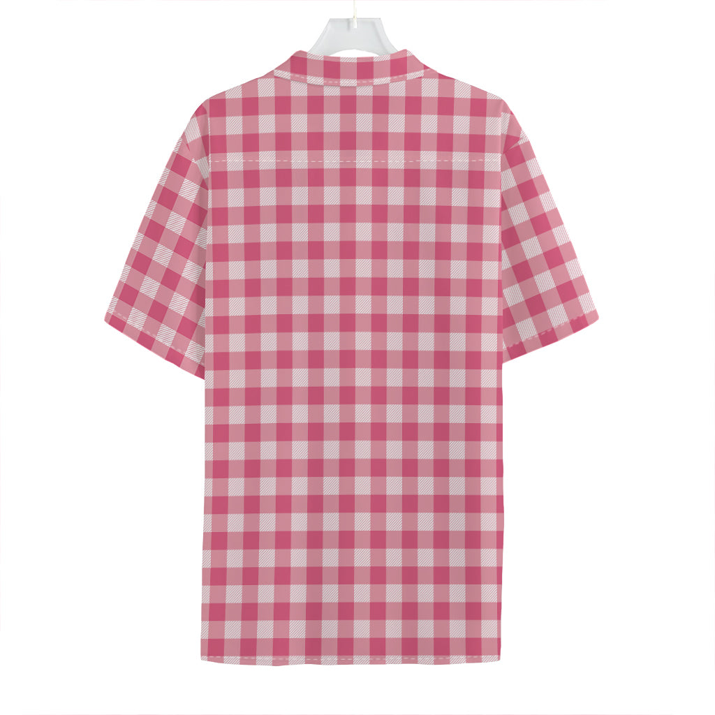 Pink Check Pattern Print Hawaiian Shirt