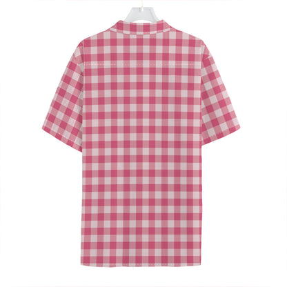 Pink Check Pattern Print Hawaiian Shirt