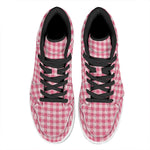 Pink Check Pattern Print High Top Leather Sneakers