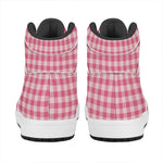 Pink Check Pattern Print High Top Leather Sneakers