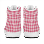 Pink Check Pattern Print High Top Leather Sneakers