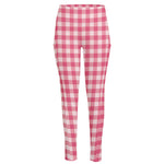 Pink Check Pattern Print High-Waisted Pocket Leggings