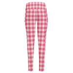 Pink Check Pattern Print High-Waisted Pocket Leggings