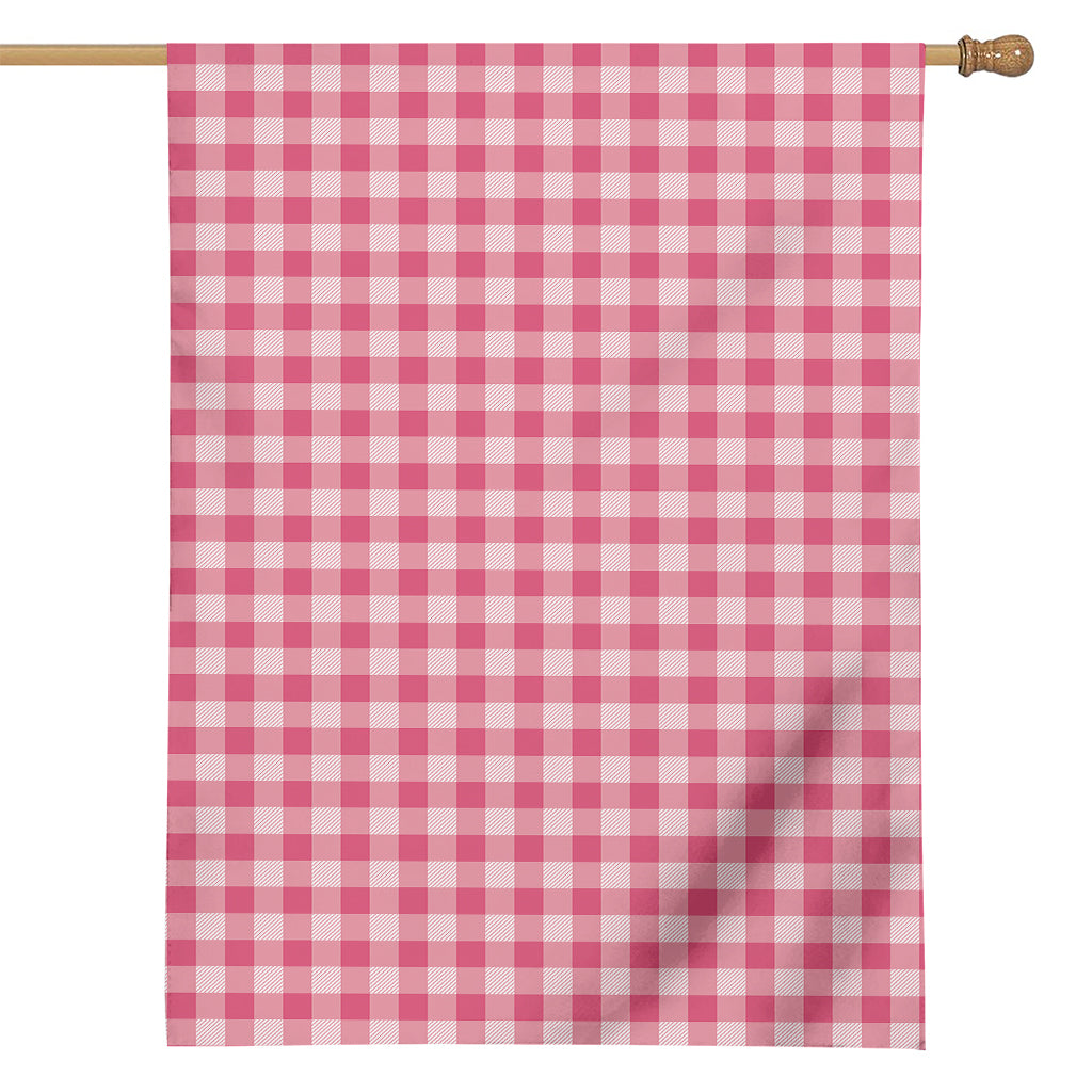 Pink Check Pattern Print House Flag