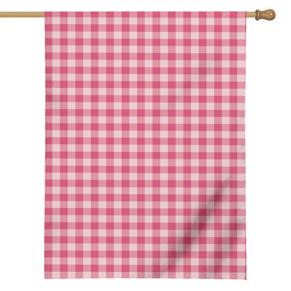 Pink Check Pattern Print House Flag