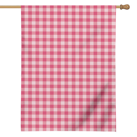 Pink Check Pattern Print House Flag