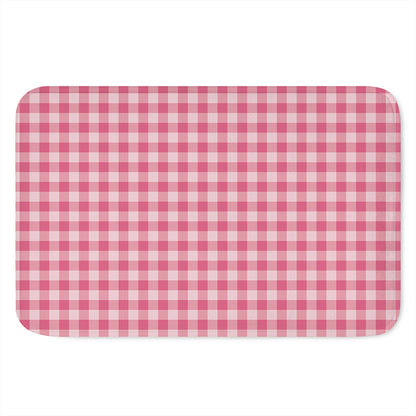Pink Check Pattern Print Indoor Door Mat