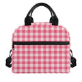 Pink Check Pattern Print Insulated Lunch Bag