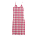 Pink Check Pattern Print Jersey Midi Cami Dress